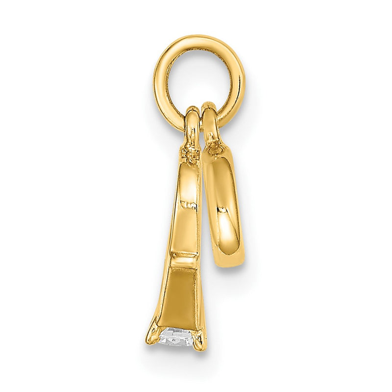 14K Yellow Gold Cz Mini 3D Wedding Ring Charm
