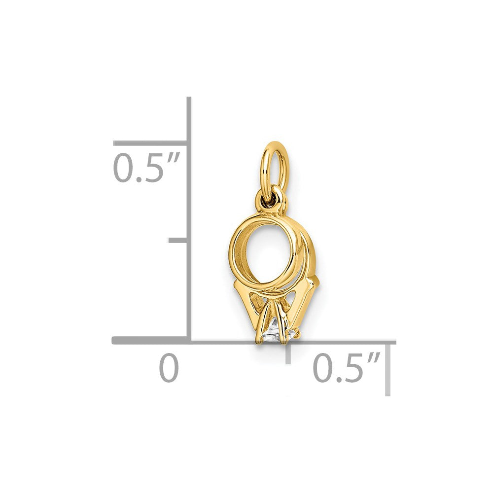 14K Yellow Gold Cz Mini 3D Wedding Ring Charm