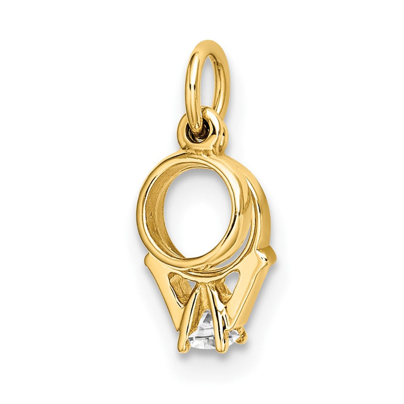 14K Yellow Gold Cz Mini 3D Wedding Ring Charm