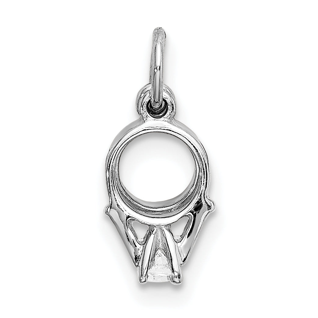 14K White Gold Cz Mini 3D Wedding Ring Charm