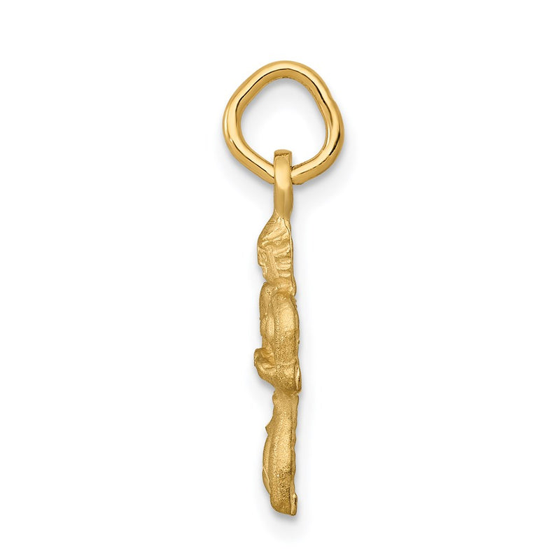 14K Yellow Gold Satin Diamond-Cut Virgo Zodiac Charm