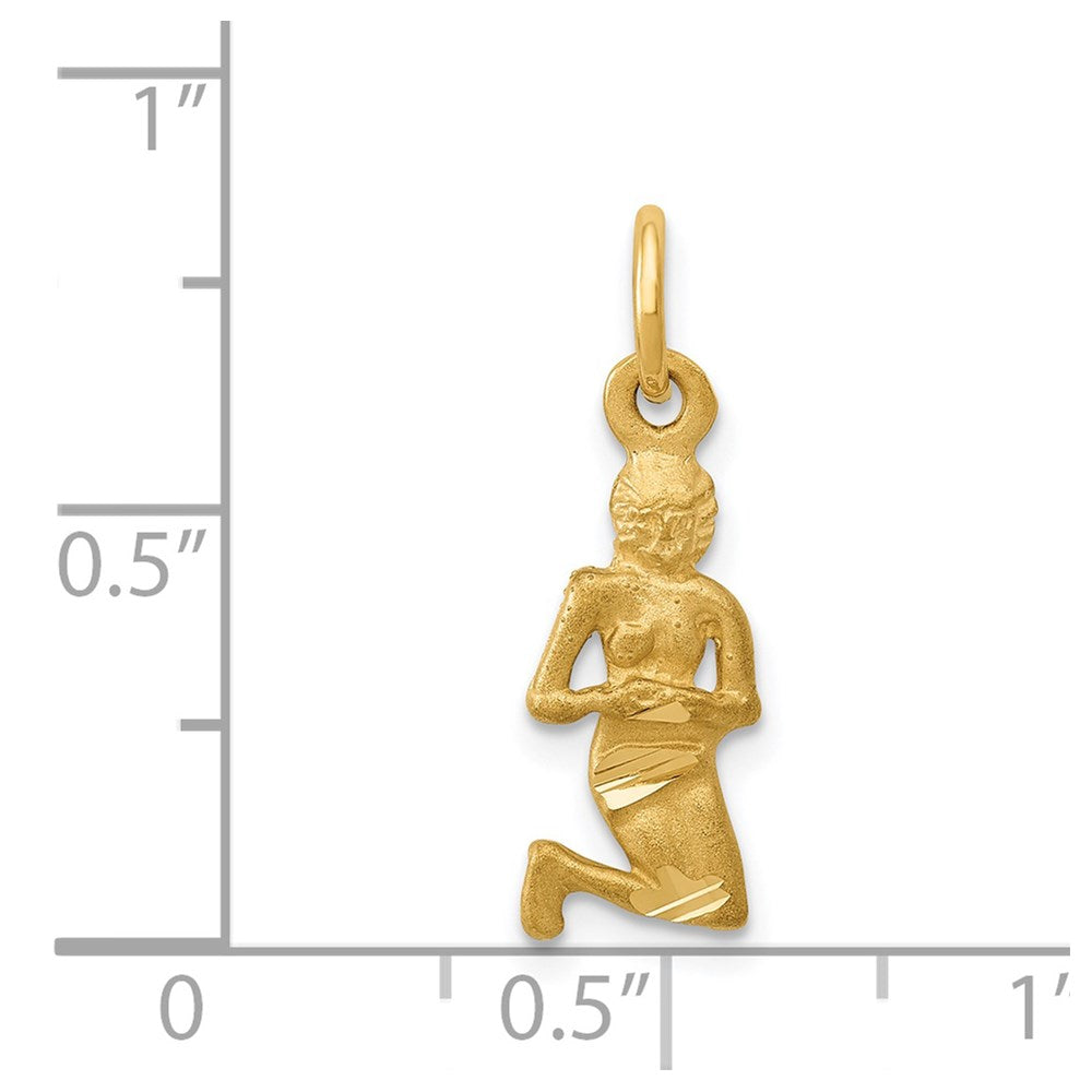 14K Yellow Gold Satin Diamond-Cut Virgo Zodiac Charm