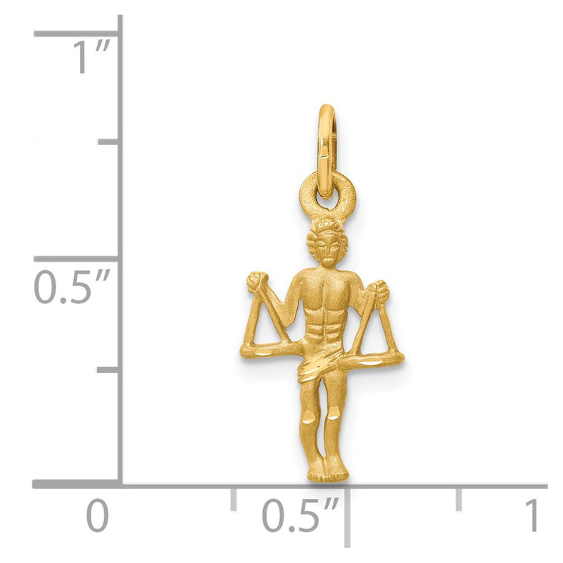 14K Yellow Gold Satin Diamond-Cut Libra Zodiac Charm