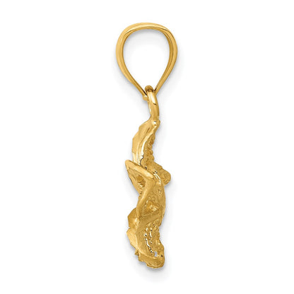 14K Yellow Gold Polished Diamond-Cut Beaded Plumeria Flower Charm