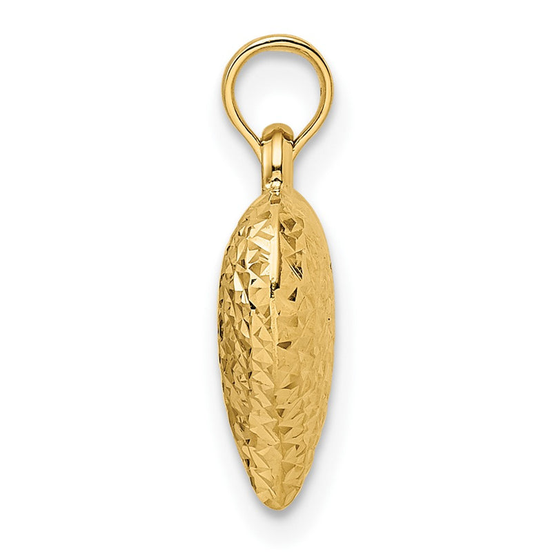 14K Yellow Gold Polished Diamond-Cut Large Puffed Heart Pendant