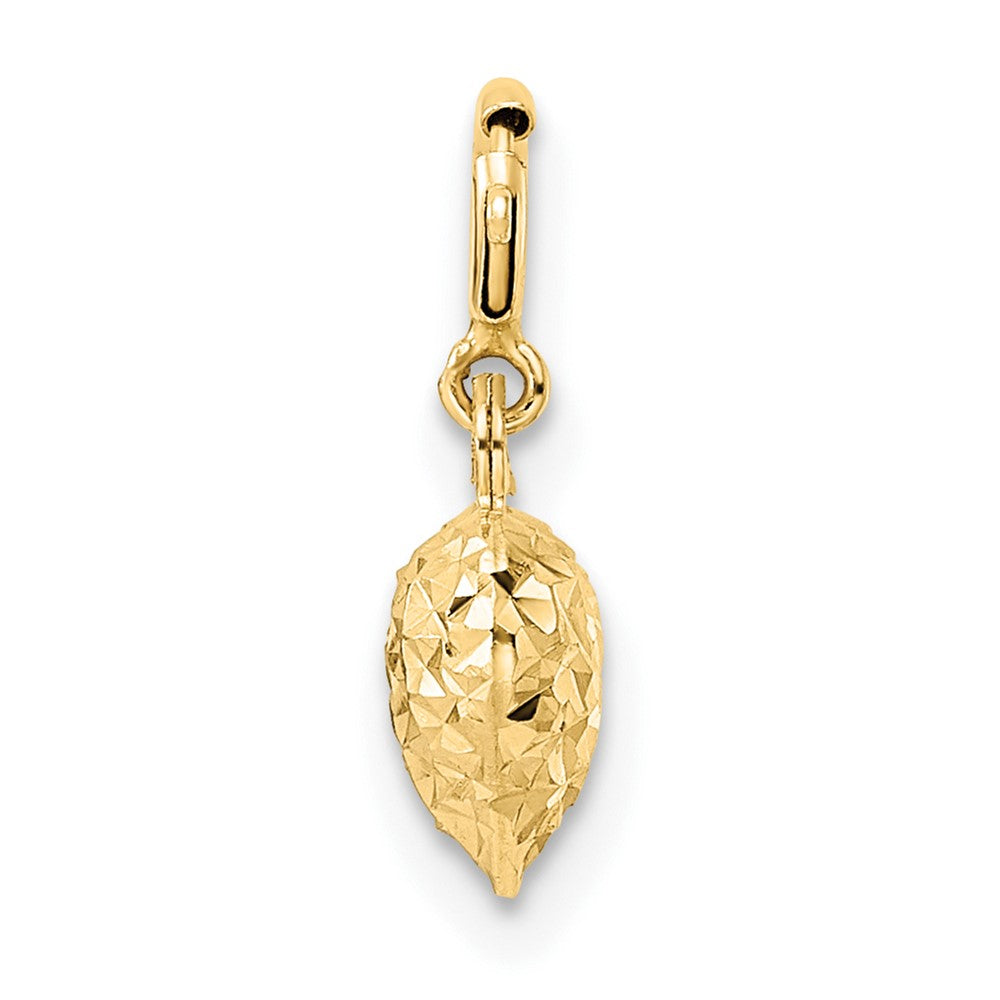 14K Yellow Gold D/C Heart W/ Spring Ring Clasp Charm
