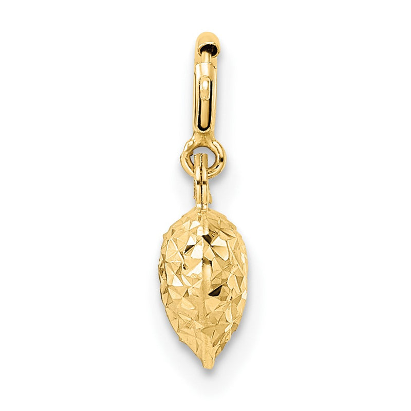 14K Yellow Gold D/C Heart W/ Spring Ring Clasp Charm