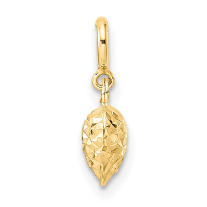 14K Yellow Gold D/C Heart W/ Spring Ring Clasp Charm