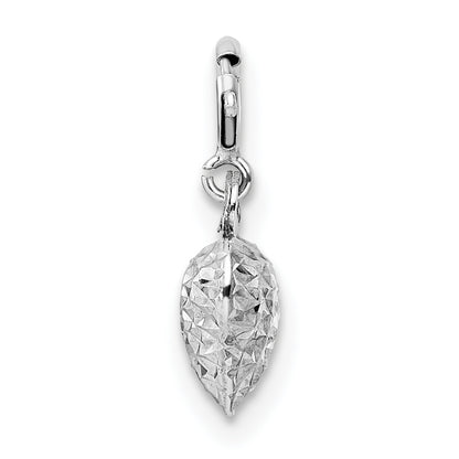14K White Gold Diamond-Cut Heart Spring Ring Charm Pendant