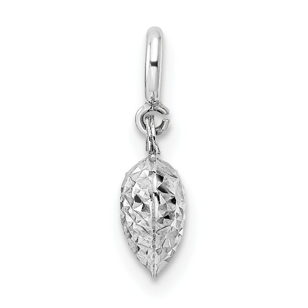 14K White Gold Diamond-Cut Heart Spring Ring Charm Pendant