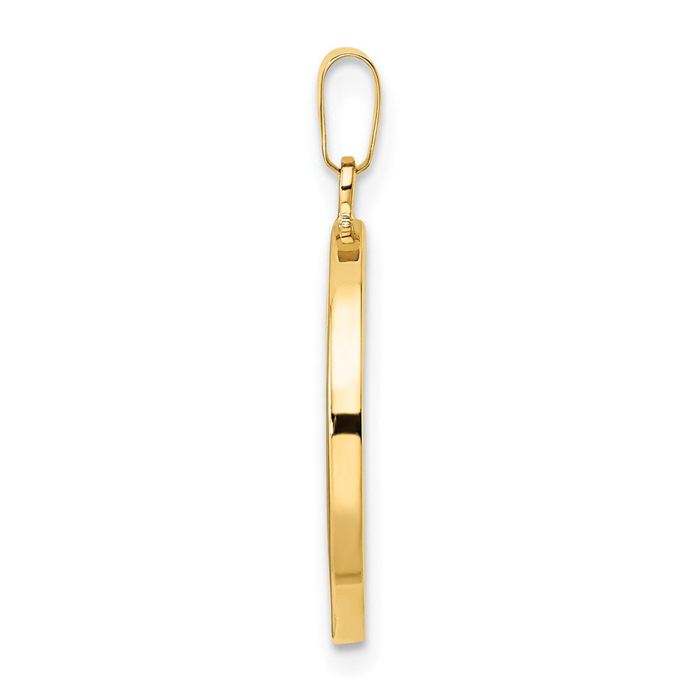 14K Yellow Gold Polished Double Heart In Circle Pendant