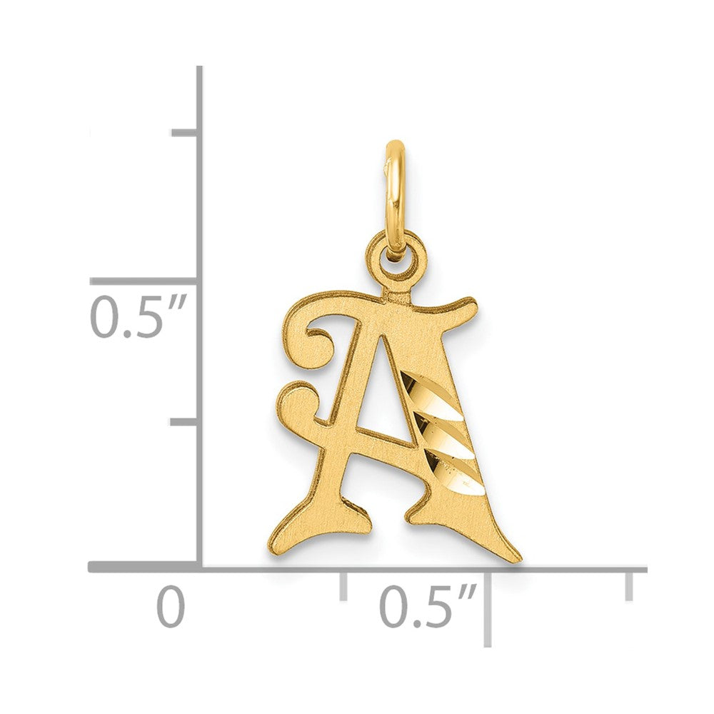 14K Yellow Gold Diamond-Cut Letter Initial Charm
