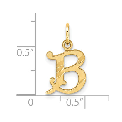14K Yellow Gold Diamond-Cut Letter B Initial Charm