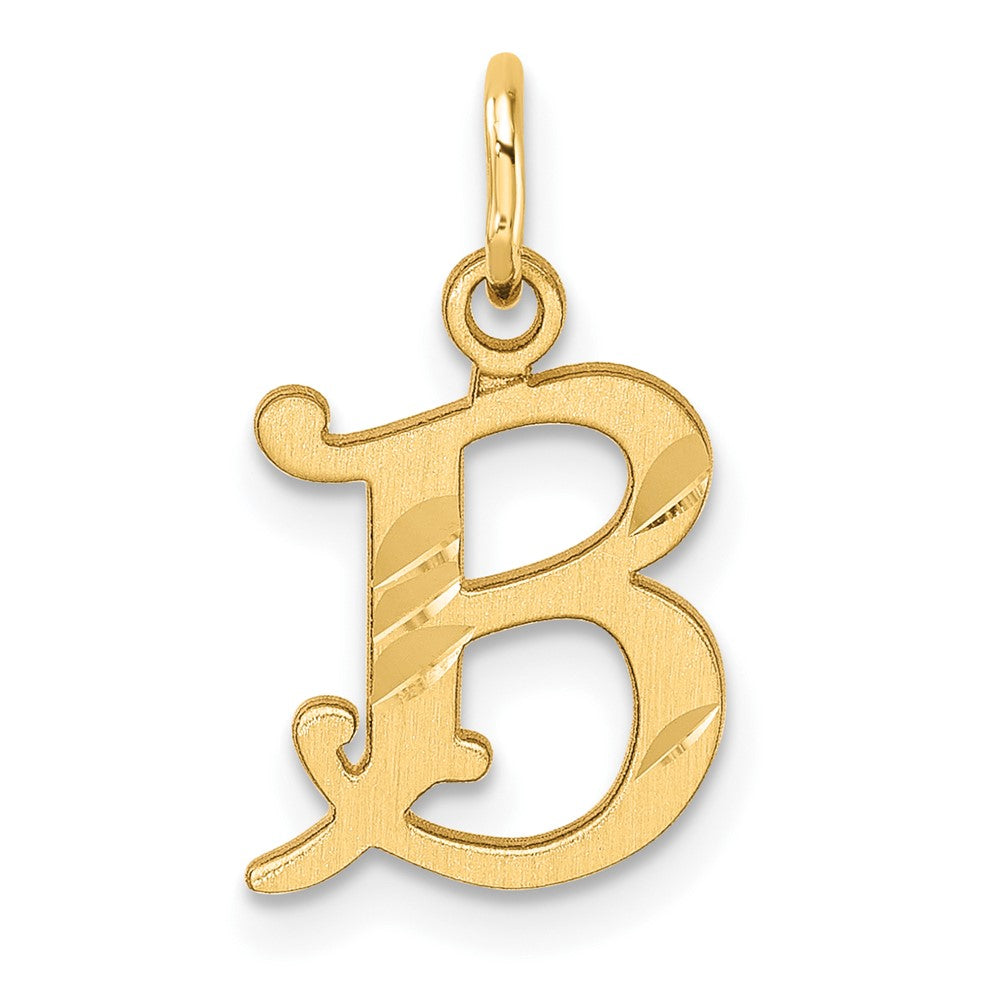 14K Yellow Gold Diamond-Cut Letter B Initial Charm