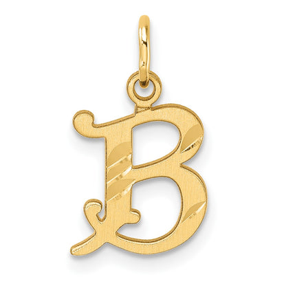 14K Yellow Gold Diamond-Cut Letter B Initial Charm