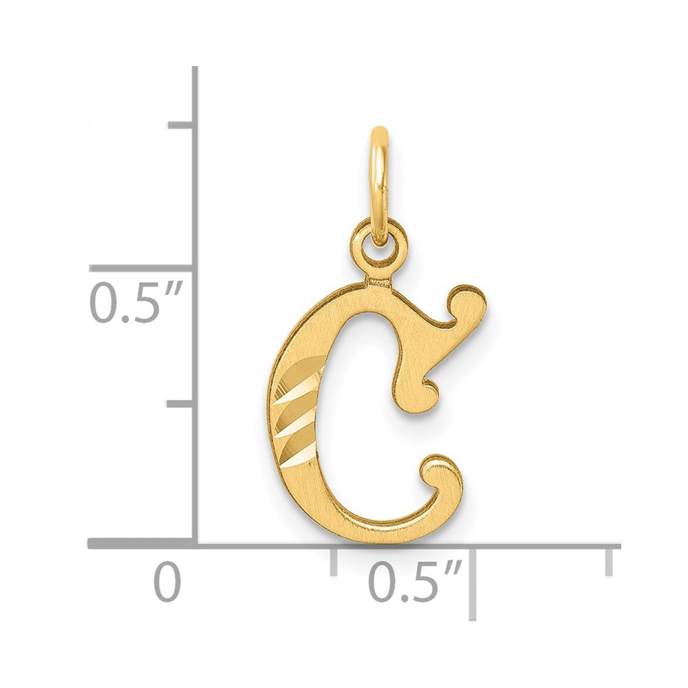 14K Yellow Gold Diamond-Cut Letter C Initial Charm