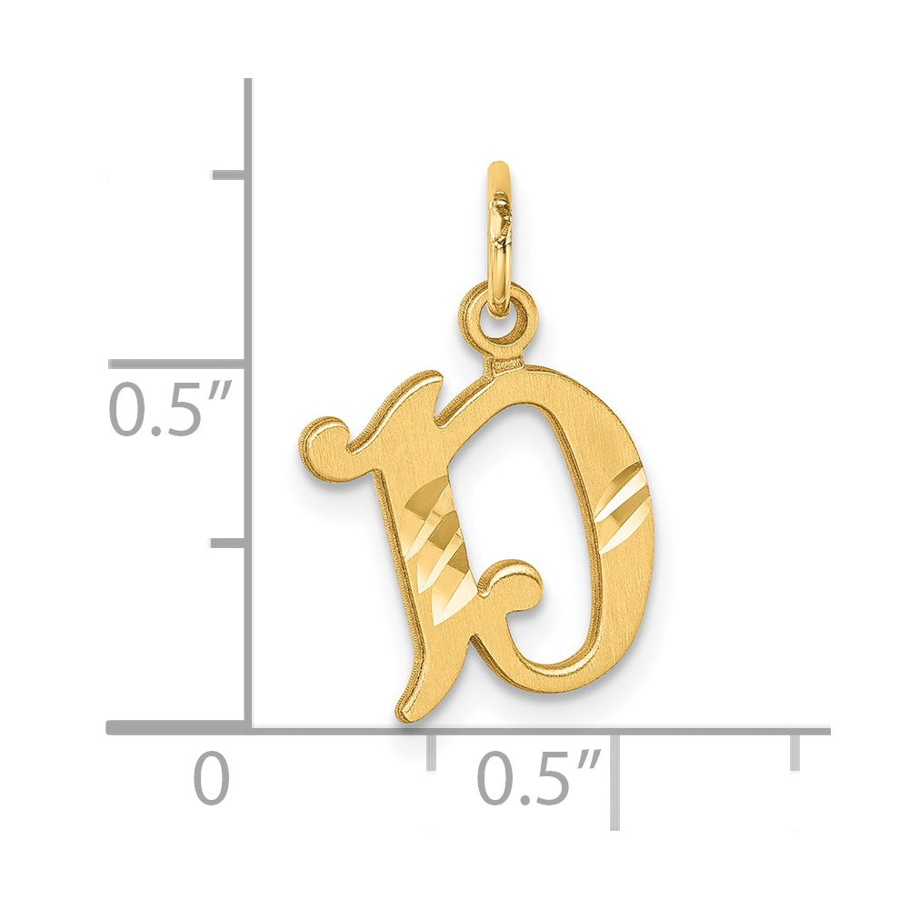 14K Yellow Gold Diamond-Cut Letter D Initial Charm