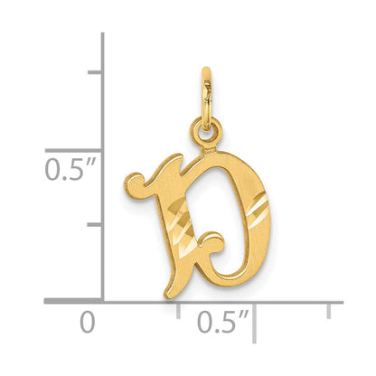 14K Yellow Gold Diamond-Cut Letter D Initial Charm