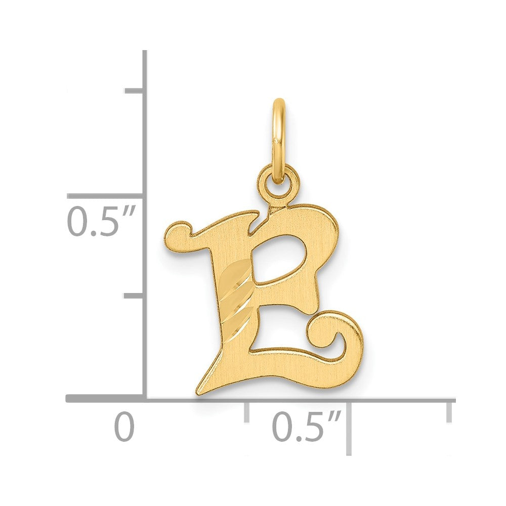 14K Yellow Gold Diamond-Cut Letter E Initial Charm