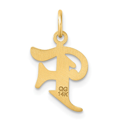 14K Yellow Gold Diamond-Cut Letter F Initial Charm