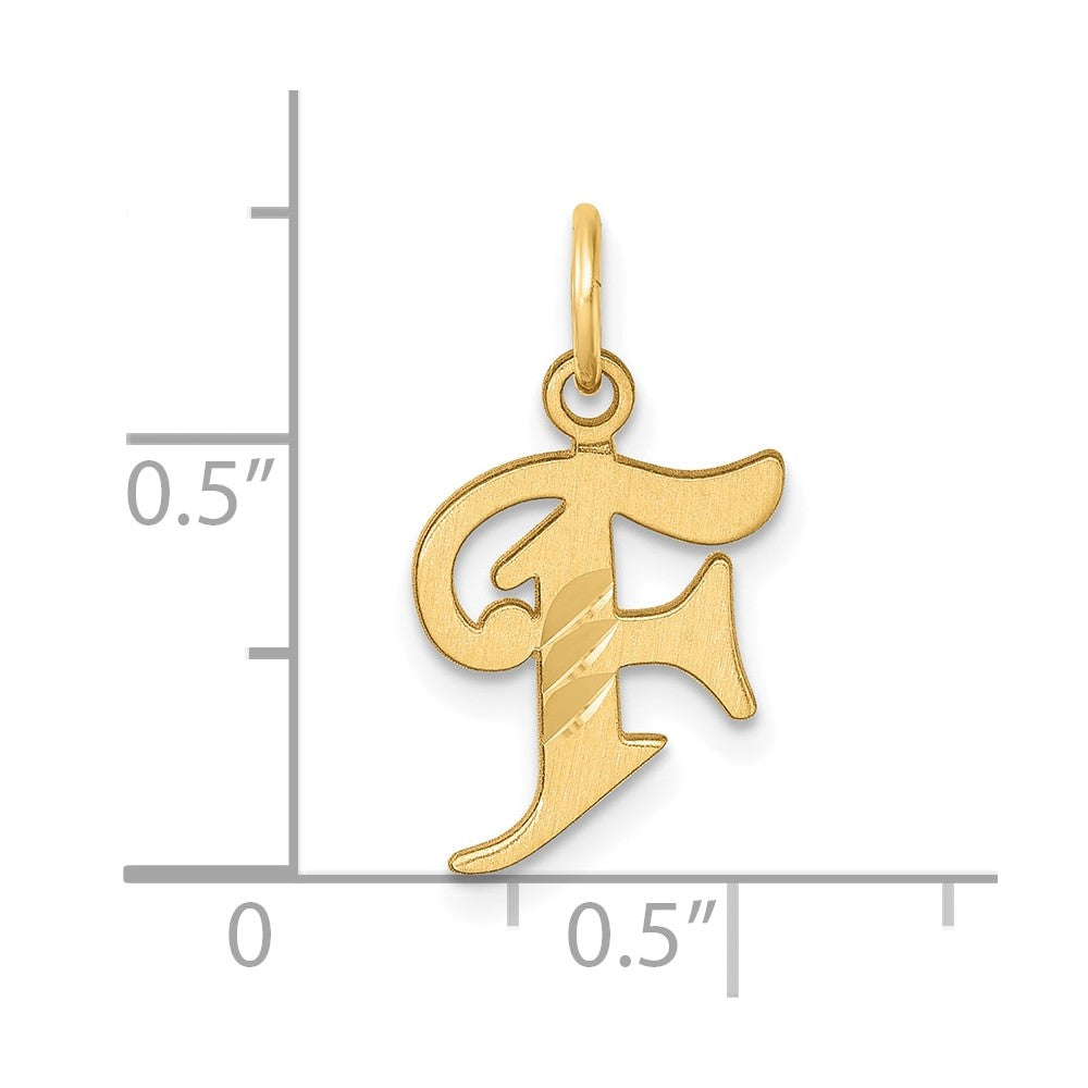 14K Yellow Gold Diamond-Cut Letter F Initial Charm