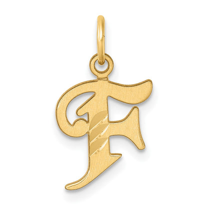 14K Yellow Gold Diamond-Cut Letter F Initial Charm