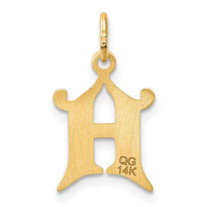 14K Yellow Gold Diamond-Cut Letter H Initial Charm