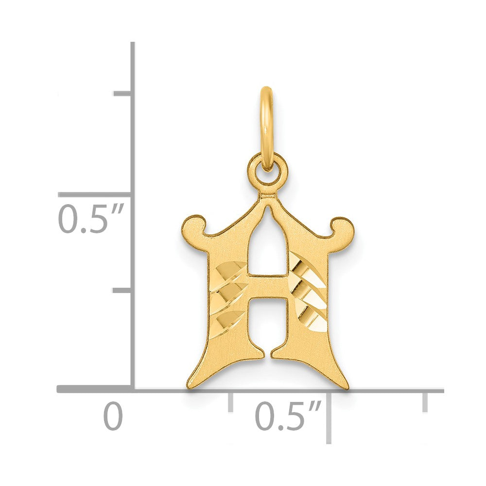 14K Yellow Gold Diamond-Cut Letter H Initial Charm