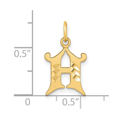 14K Yellow Gold Diamond-Cut Letter H Initial Charm
