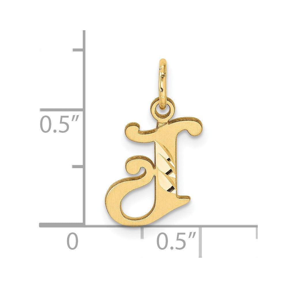 14K Yellow Gold Diamond-Cut Letter J Initial Charm