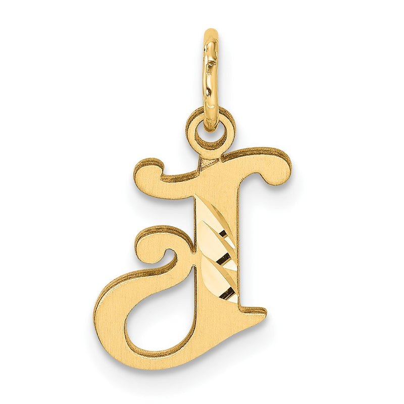 14K Yellow Gold Diamond-Cut Letter J Initial Charm