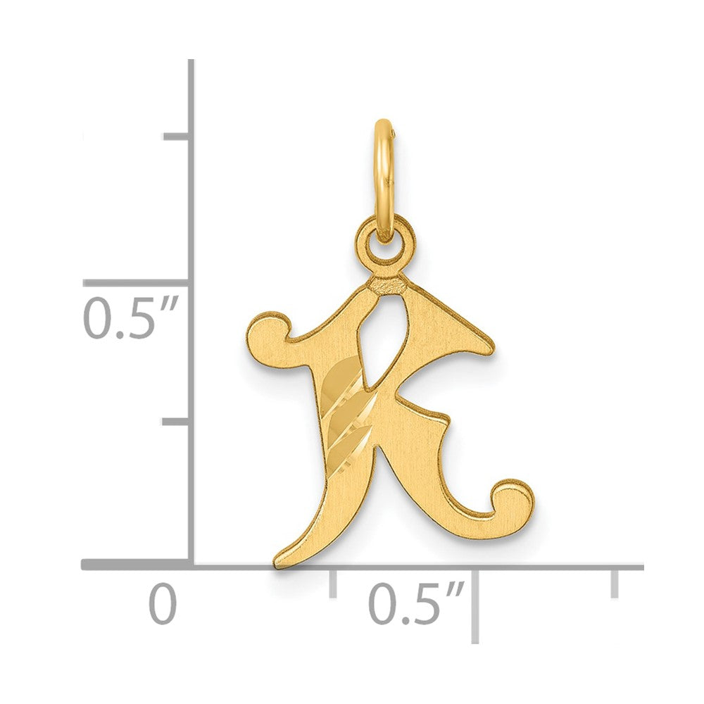 14K Yellow Gold Diamond-Cut Letter K Initial Charm