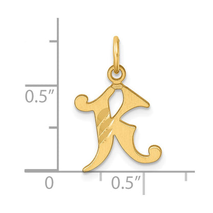 14K Yellow Gold Diamond-Cut Letter K Initial Charm