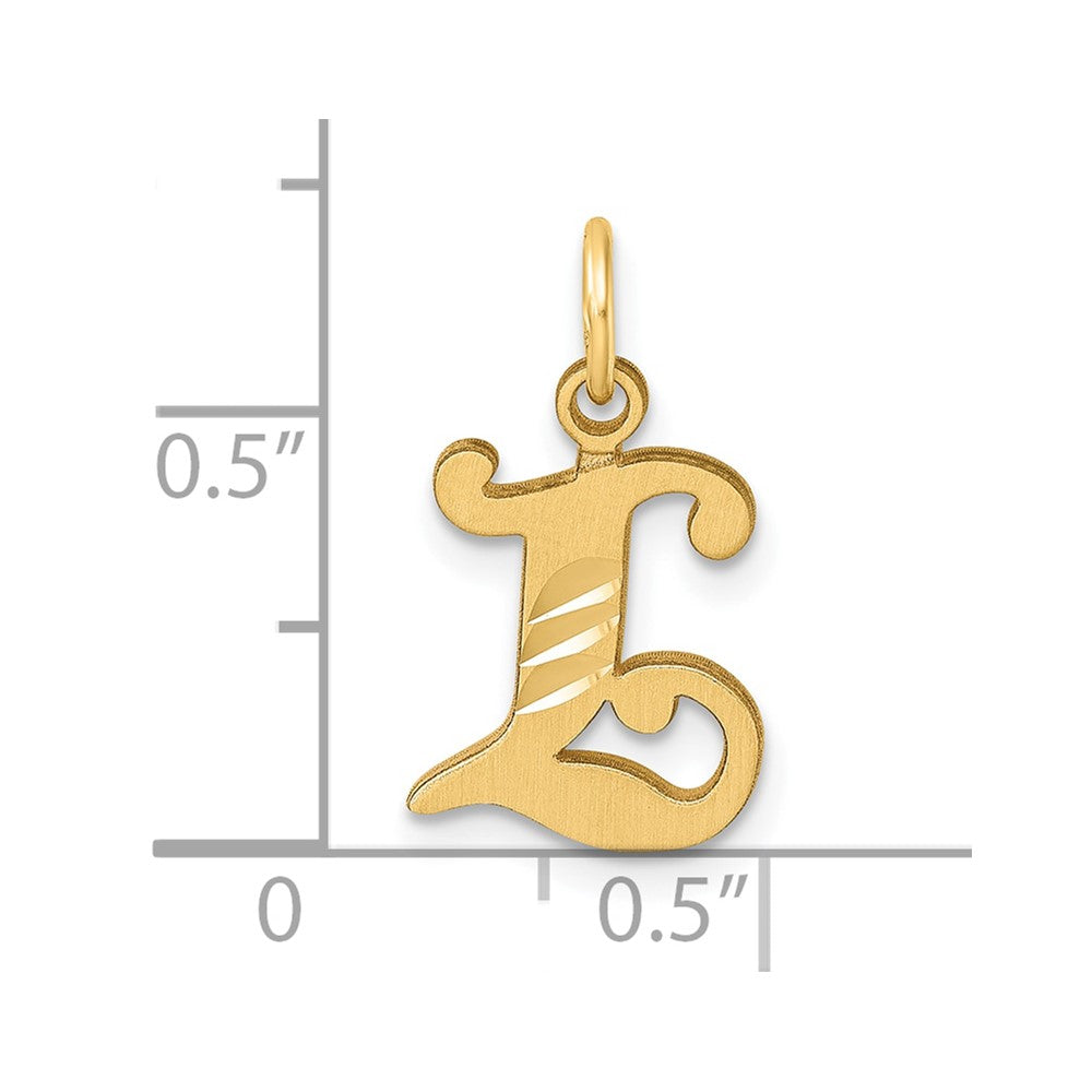 14K Yellow Gold Diamond-Cut Letter L Initial Charm