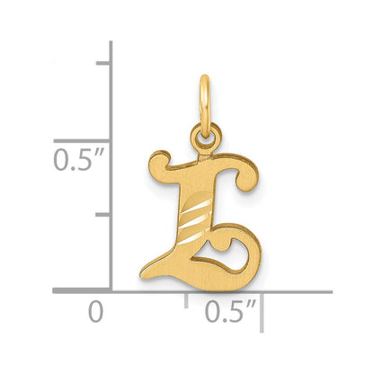 14K Yellow Gold Diamond-Cut Letter L Initial Charm