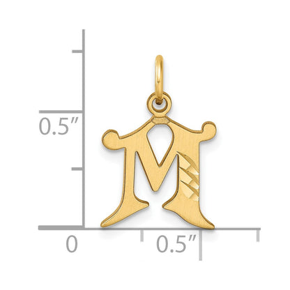 14K Yellow Gold Diamond-Cut Letter M Initial Charm