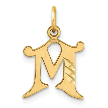 14K Yellow Gold Diamond-Cut Letter M Initial Charm