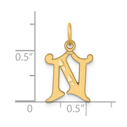 14K Yellow Gold Diamond-Cut Letter N Initial Charm