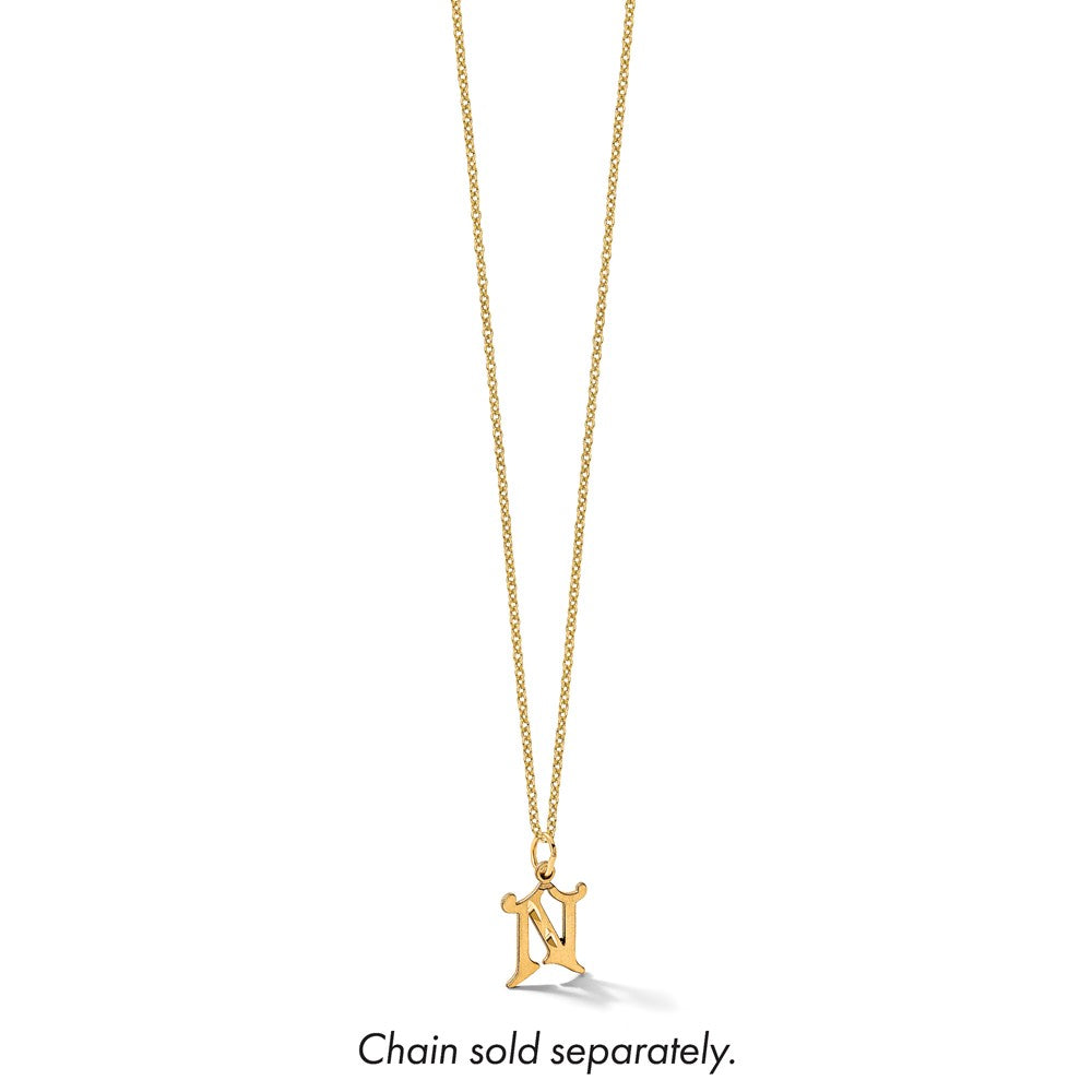 14K Yellow Gold Diamond-Cut Letter N Initial Charm