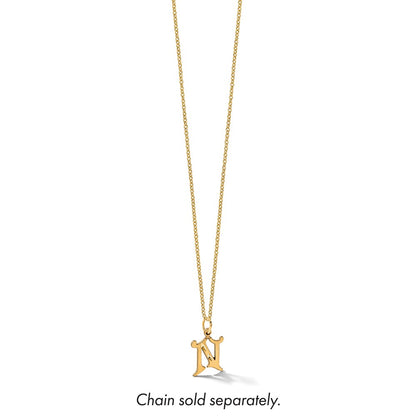 14K Yellow Gold Diamond-Cut Letter N Initial Charm