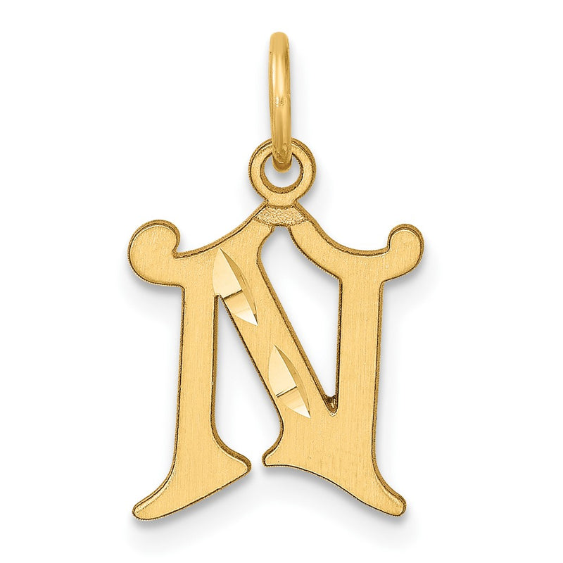 14K Yellow Gold Diamond-Cut Letter N Initial Charm