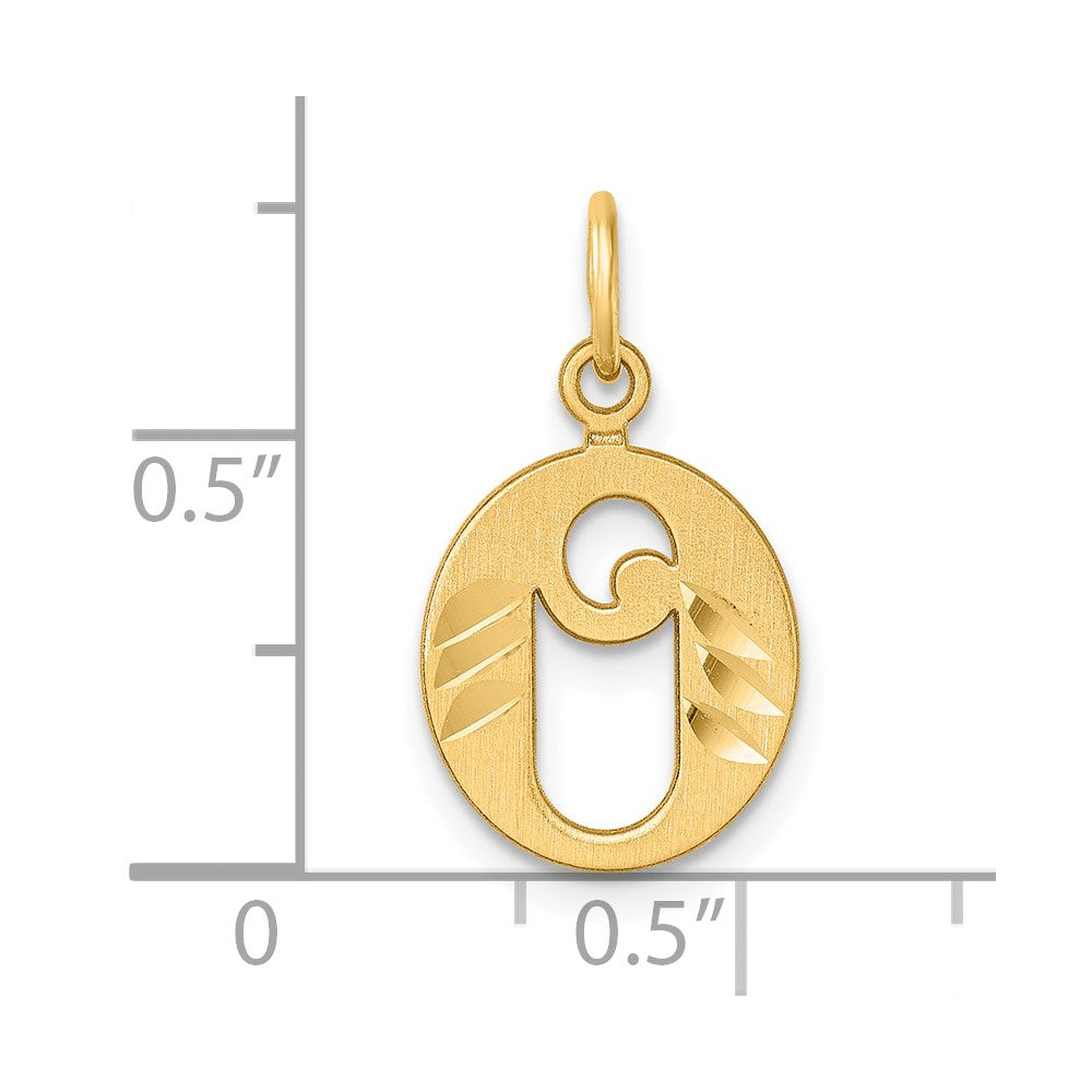 14K Yellow Gold Diamond-Cut Letter O Initial Charm