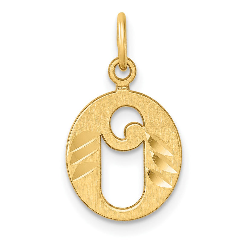 14K Yellow Gold Diamond-Cut Letter O Initial Charm