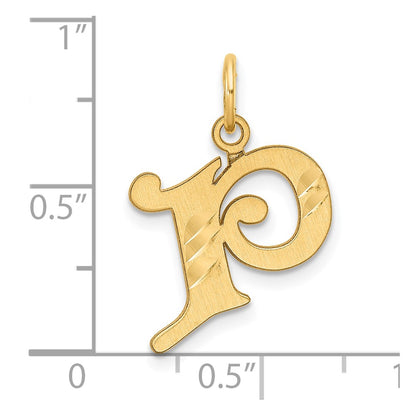 14K Yellow Gold Diamond-Cut Letter P Initial Charm