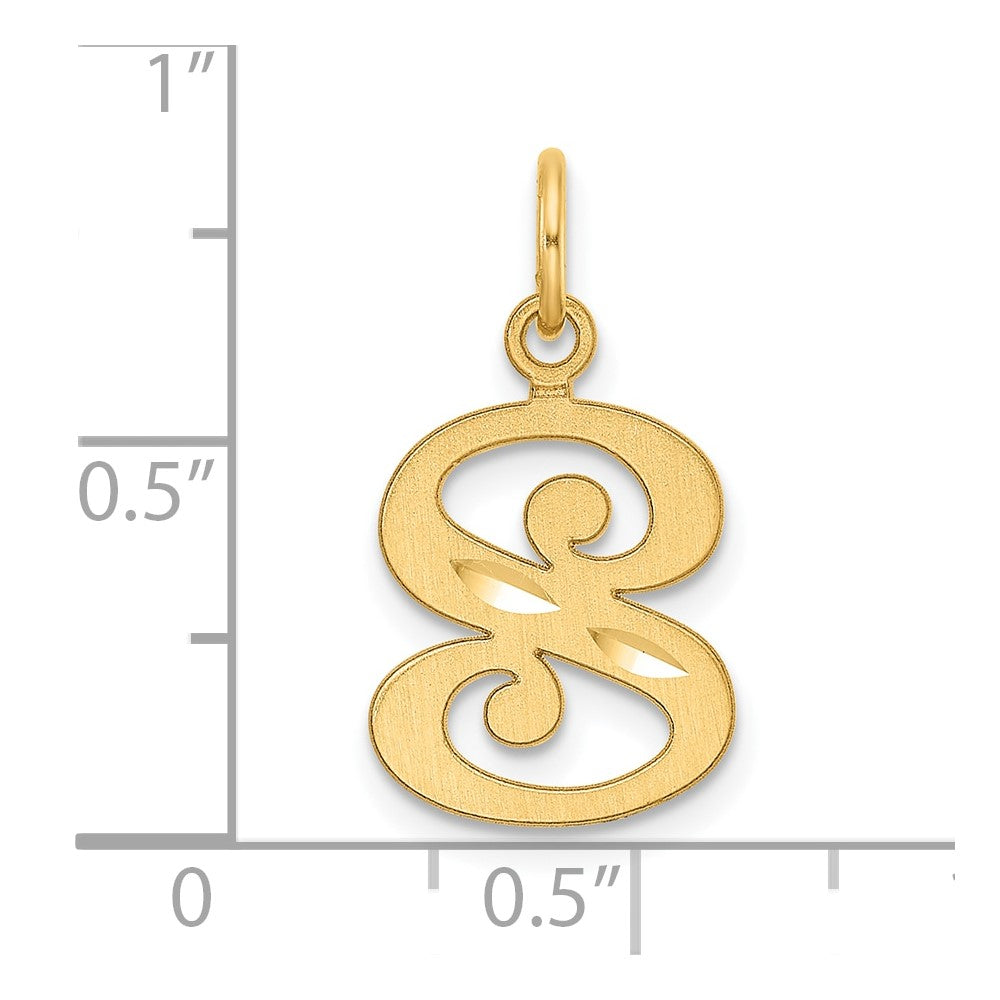 14K Yellow Gold Diamond-Cut Letter S Initial Charm