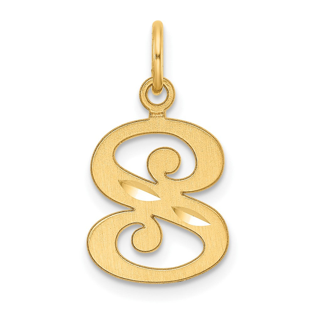 14K Yellow Gold Diamond-Cut Letter S Initial Charm