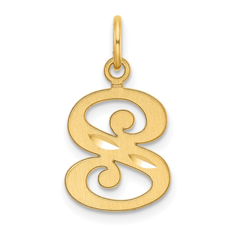 14K Yellow Gold Diamond-Cut Letter S Initial Charm
