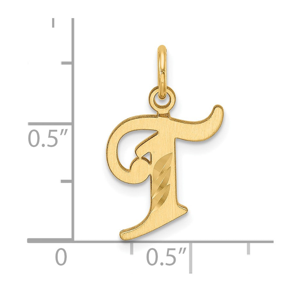 14K Yellow Gold Diamond-Cut Letter T Initial Charm