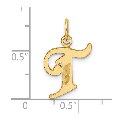 14K Yellow Gold Diamond-Cut Letter T Initial Charm