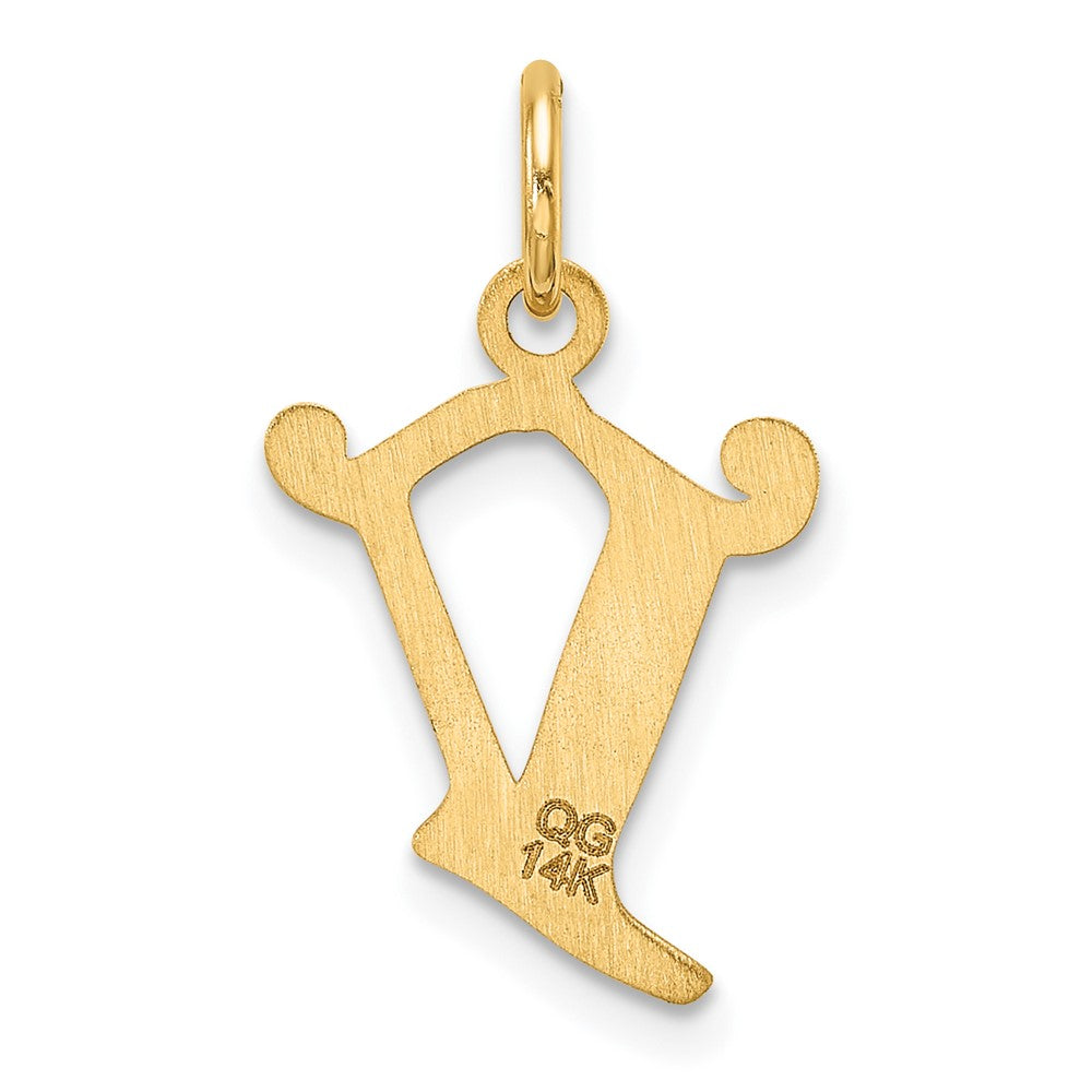 14K Yellow Gold Diamond-Cut Letter V Initial Charm
